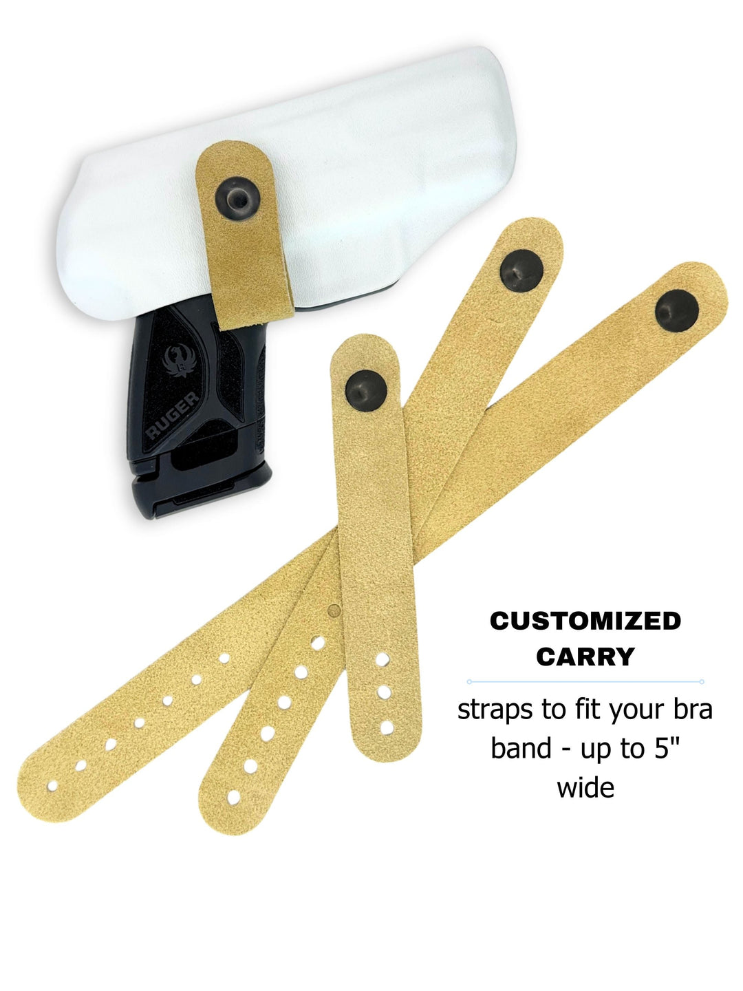 Alpine Snow Flashbang bra holster with three included straps that fit bra bands up to 5 inches wide #flashbang-color_alpine-snow