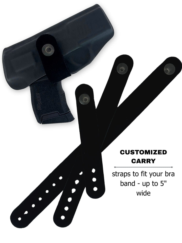 Classic Black Flashbang bra holster with three included straps that fit bra bands up to 5 inches wide #flashbang-color_classic-black
