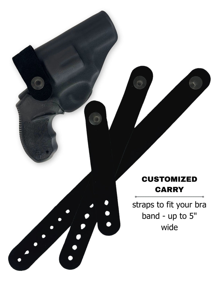 Classic Black Flashbang bra holster with three included straps that fit bra bands up to 5 inches wide #flashbang-color_classic-black
