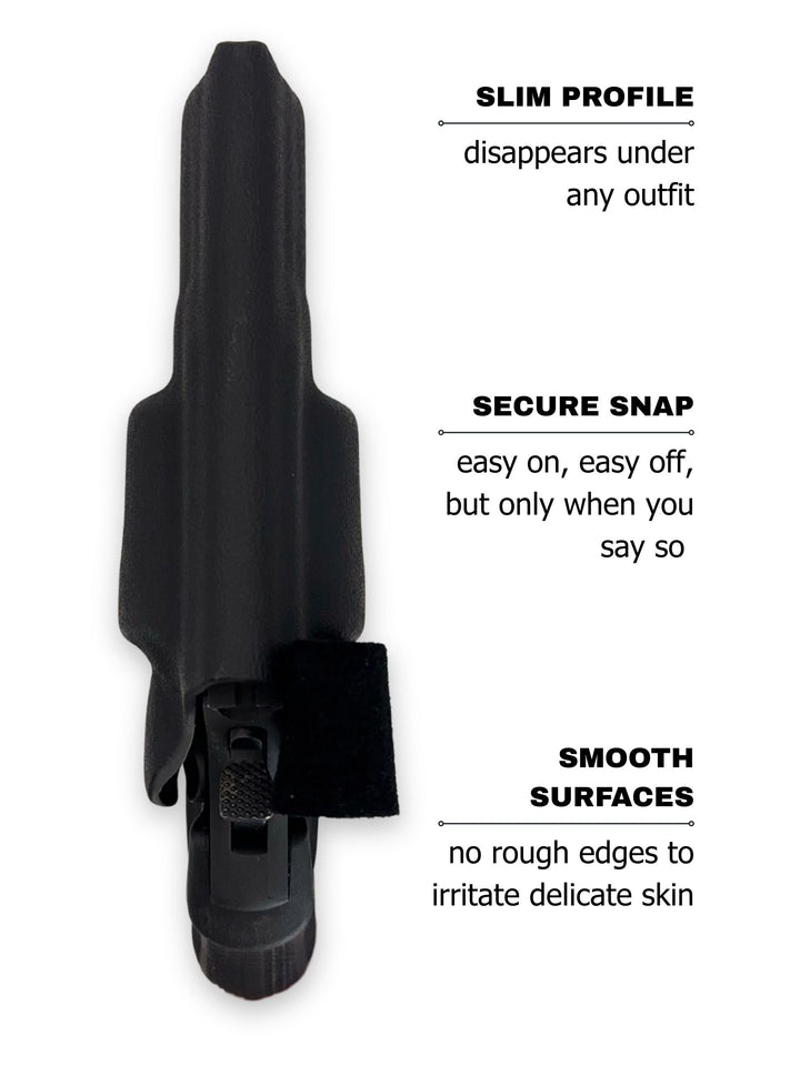 Classic Black Flashbang bra holster shown in slim profile for discreet women's concealed carry #flashbang-color_classic-black