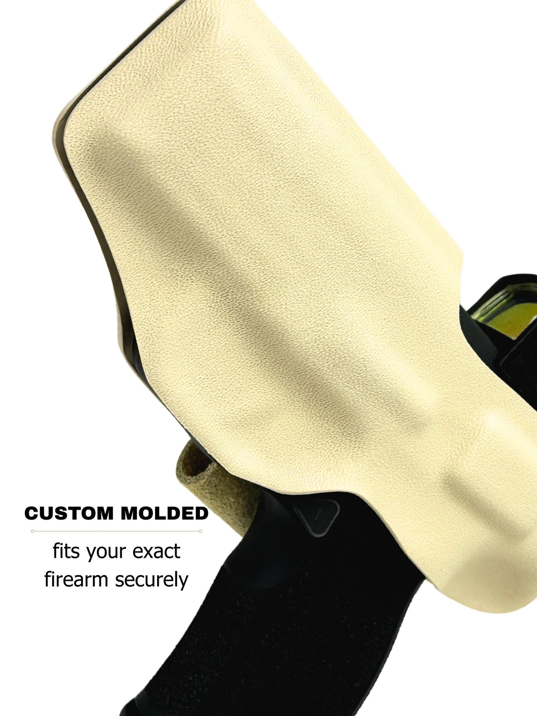 Classic Nude Flashbang bra holster showing its custom-molded fit for women's concealed carry #flashbang-color_classic-nude