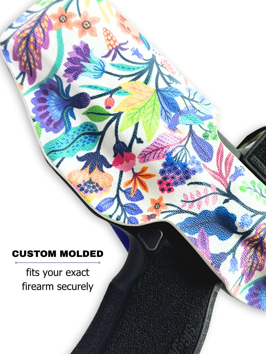 Hippie Chick Flashbang bra holster showing its custom-molded fit for women's concealed carry #flashbang-color_hippie-chick