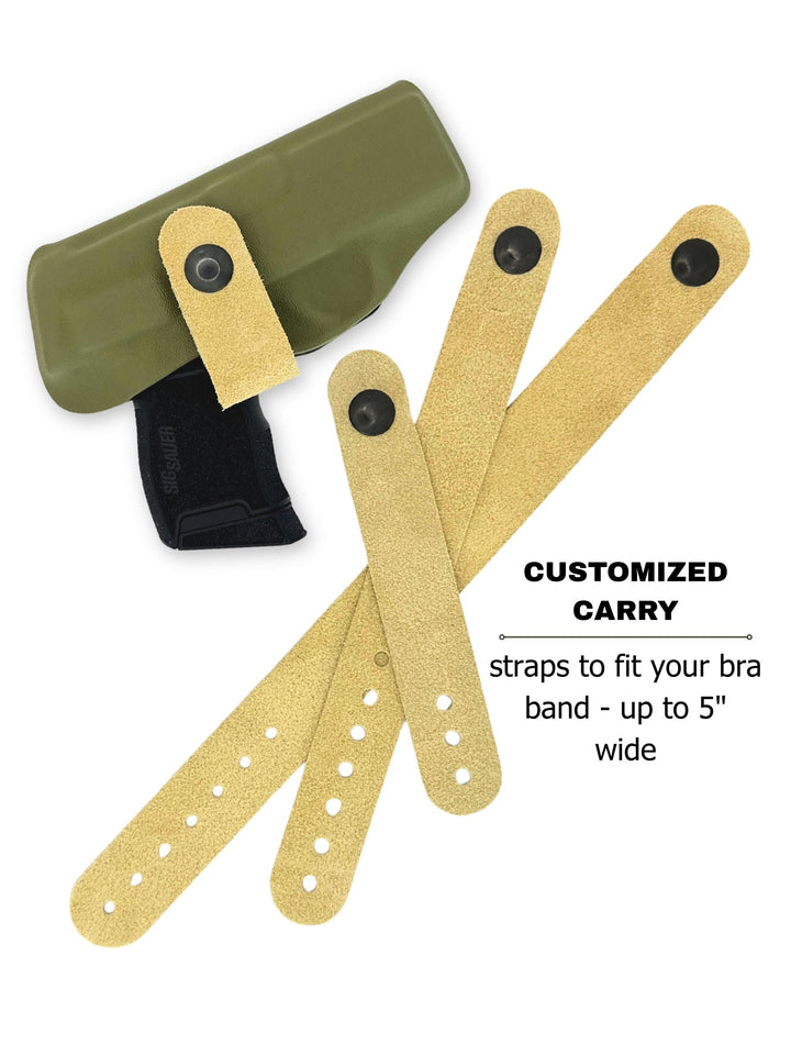 Leaf Green Flashbang bra holster with three included straps that fit bra bands up to 5 inches wide #flashbang-color_leaf-green