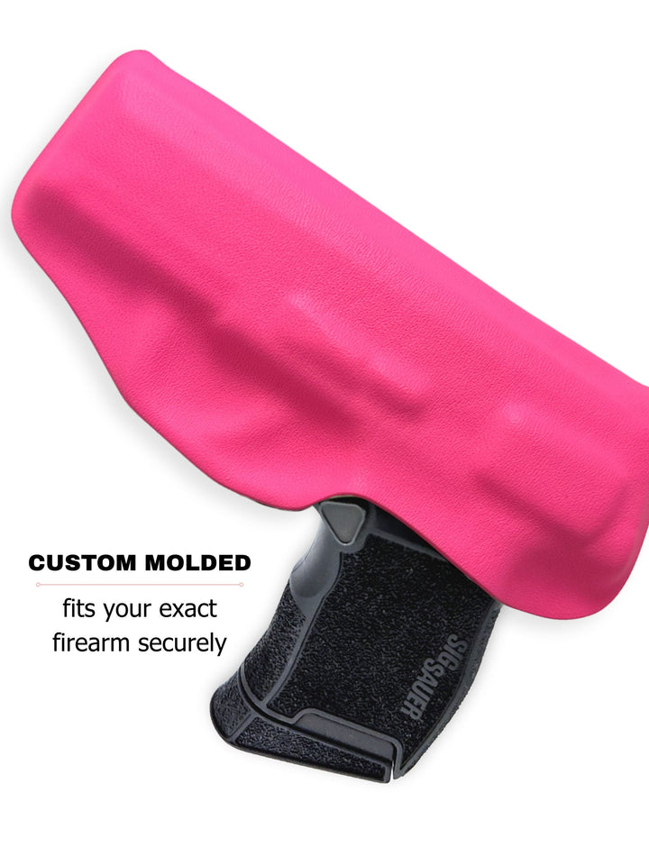 Neon Pink Flashbang bra holster showing its custom-molded fit for women's concealed carry #flashbang-color_neon-pink-added-retention
