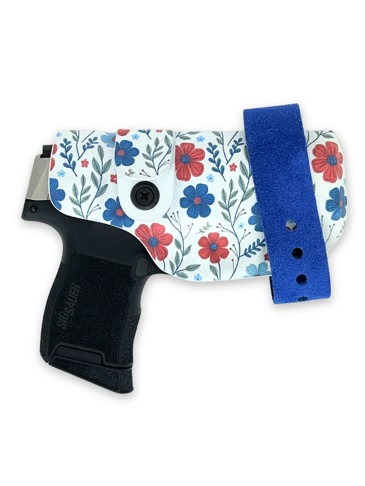 Red White & Bloom floral print Marilyn side-bra holster for women's concealed carry #color_red-white-bloom