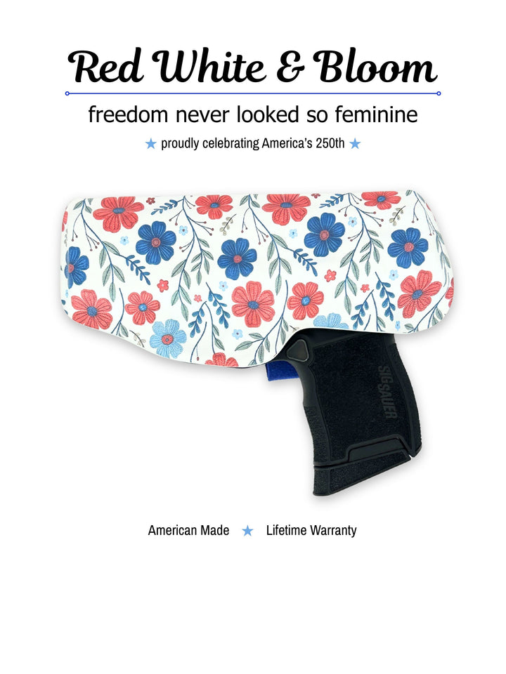 Red White & Bloom floral Flashbang bra holster, back view, for women's concealed carry #flashbang-color_red-white-bloom