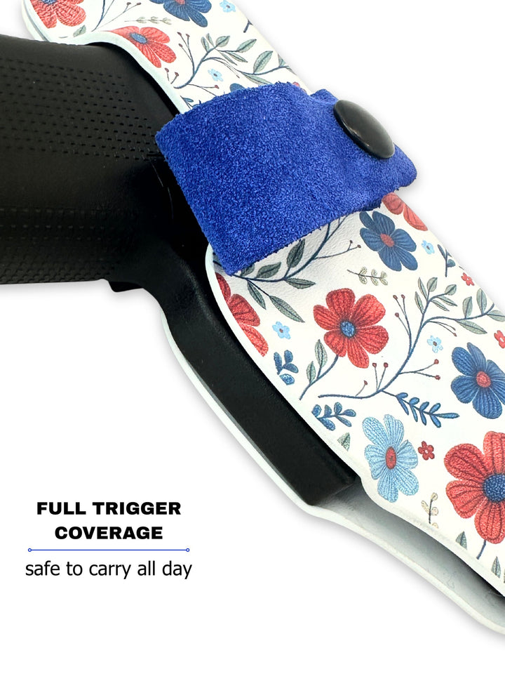 Red White & Bloom Flashbang bra holster with fully covered trigger for safe women's concealed carry #flashbang-color_red-white-bloom