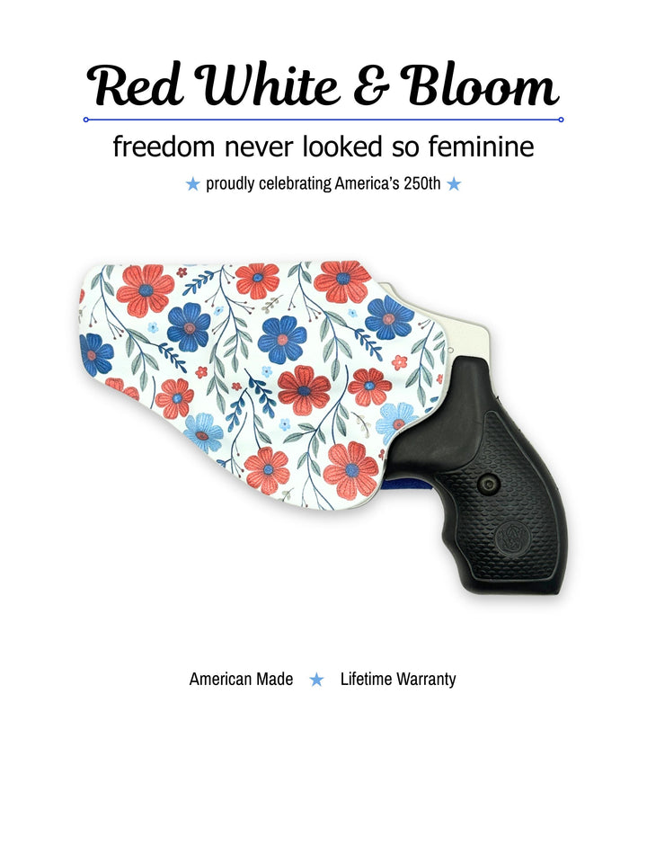 Red White & Bloom floral Flashbang bra holster, back view, for women's concealed carry #flashbang-color_red-white-bloom