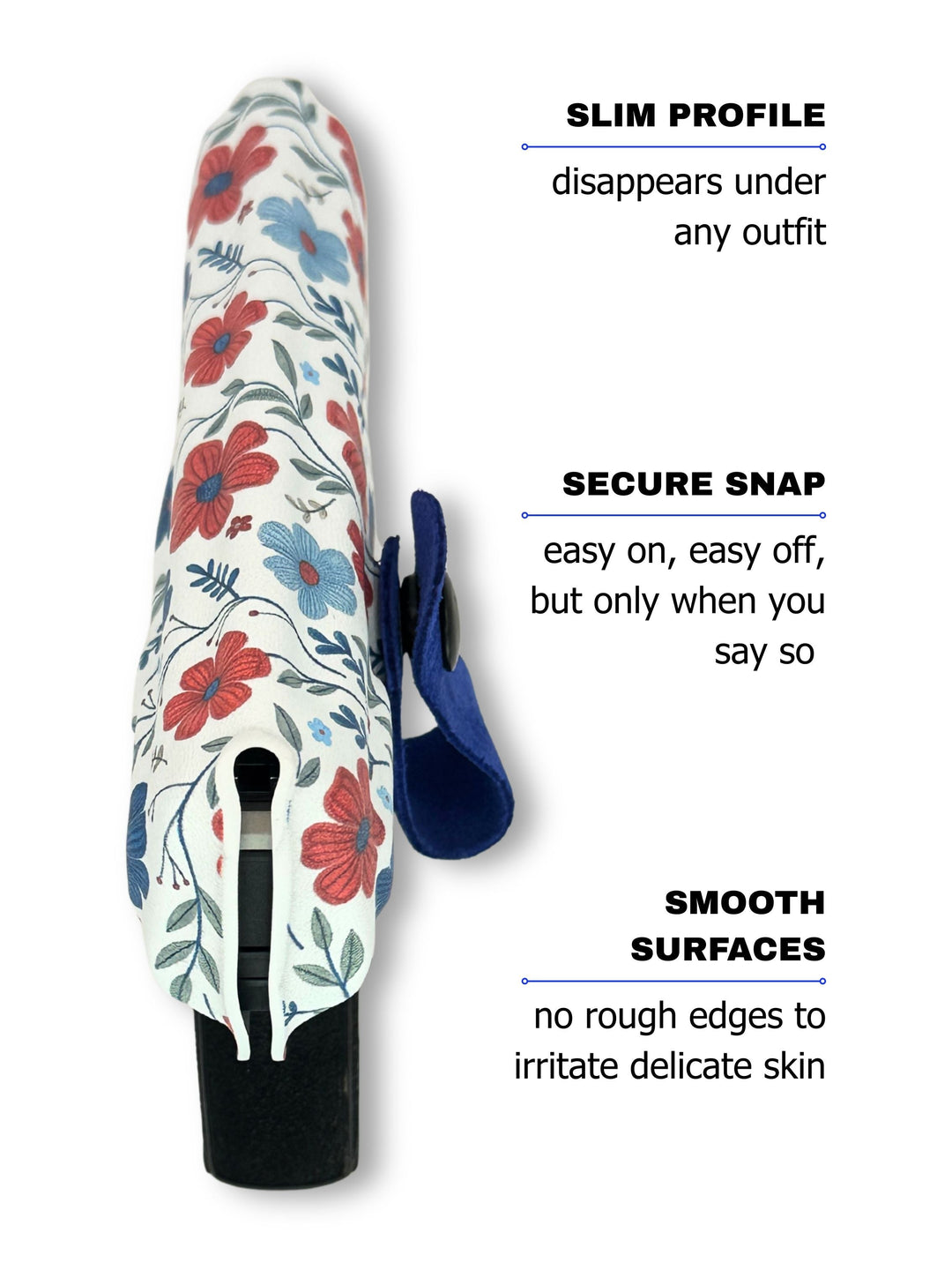 Red White & Bloom Flashbang bra holster shown in slim profile for discreet women's concealed carry #flashbang-color_red-white-bloom