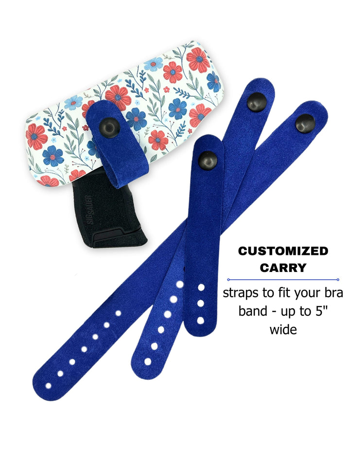 Red White & Bloom Flashbang bra holster with three included straps that fit bra bands up to 5 inches wide #flashbang-color_red-white-bloom