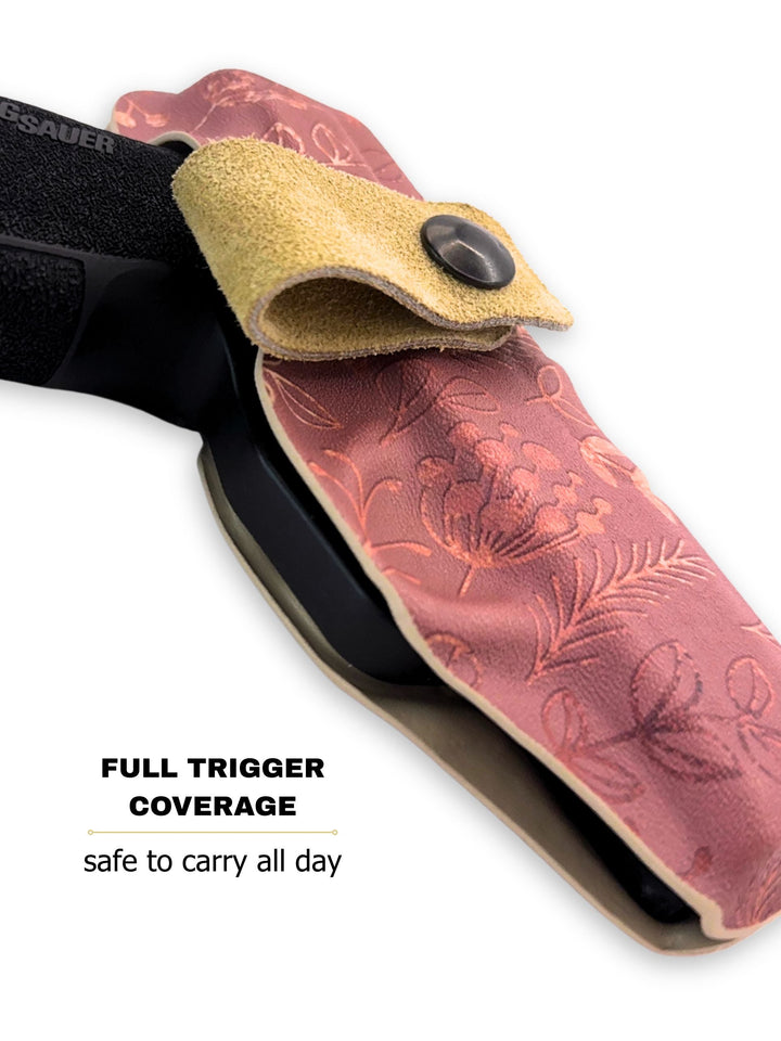 Rose Gold Flashbang bra holster with fully covered trigger for safe women's concealed carry #flashbang-color_rose-gold