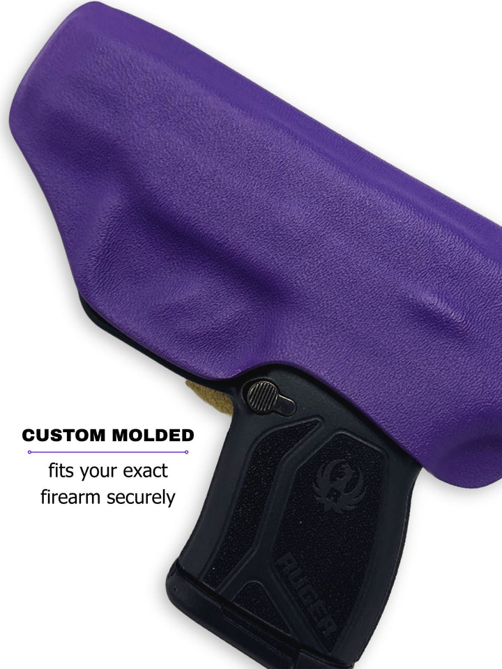 Royal Purple Flashbang bra holster showing its custom-molded fit for women's concealed carry #flashbang-color_royal-purple-added-retention