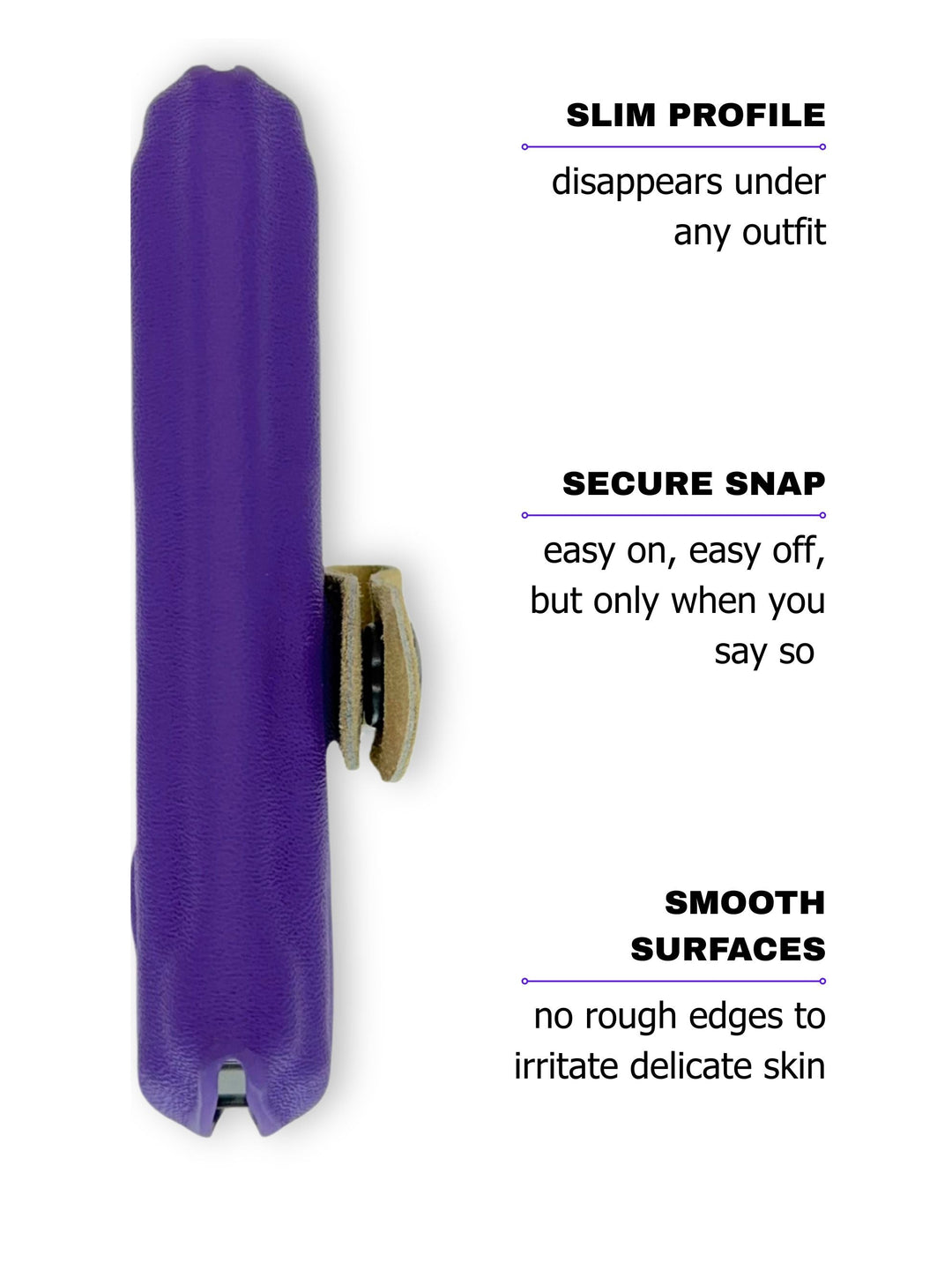 Royal Purple Flashbang bra holster shown in slim profile for discreet women's concealed carry #flashbang-color_royal-purple-added-retention