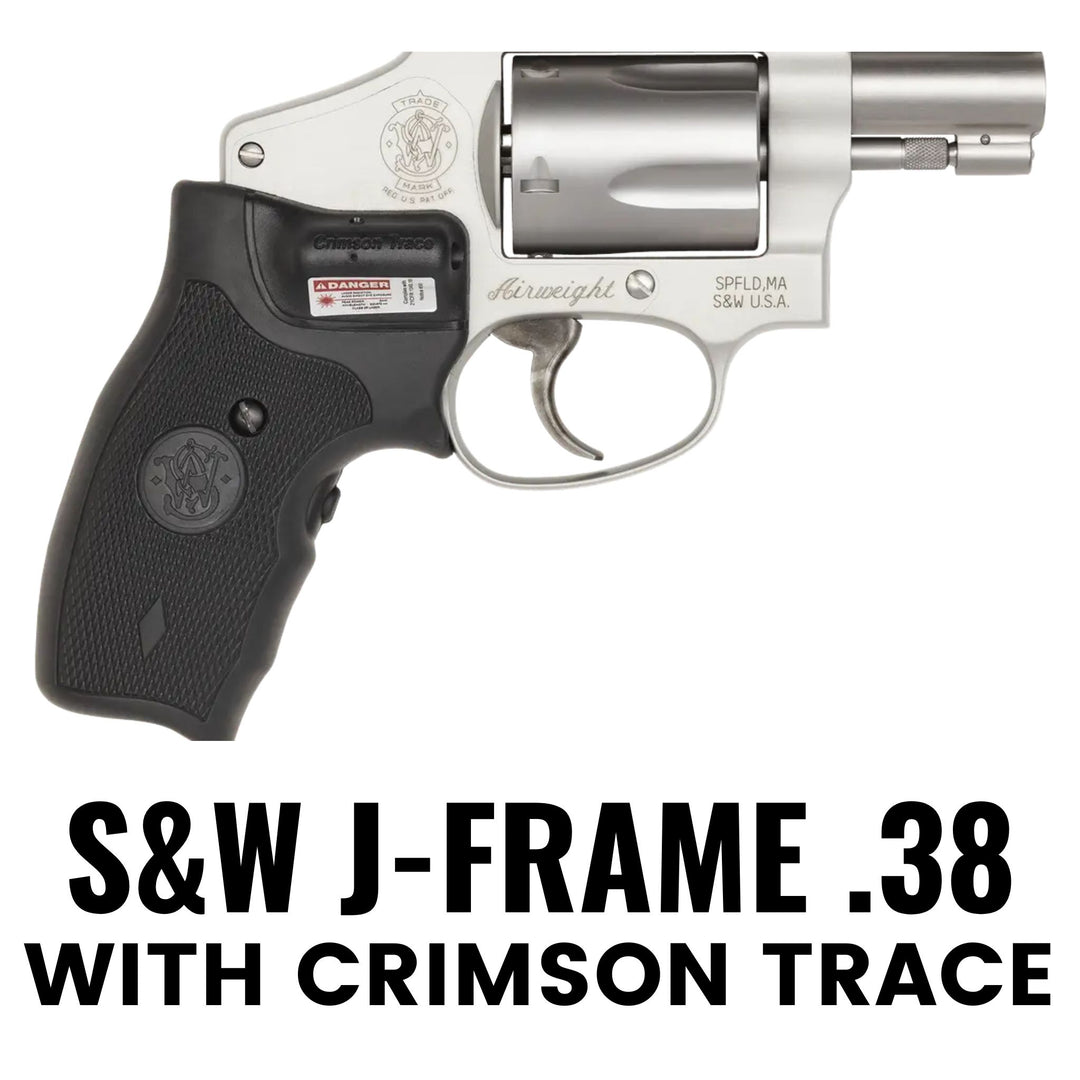 S&W 38 special revolver with crimson trace grips holster