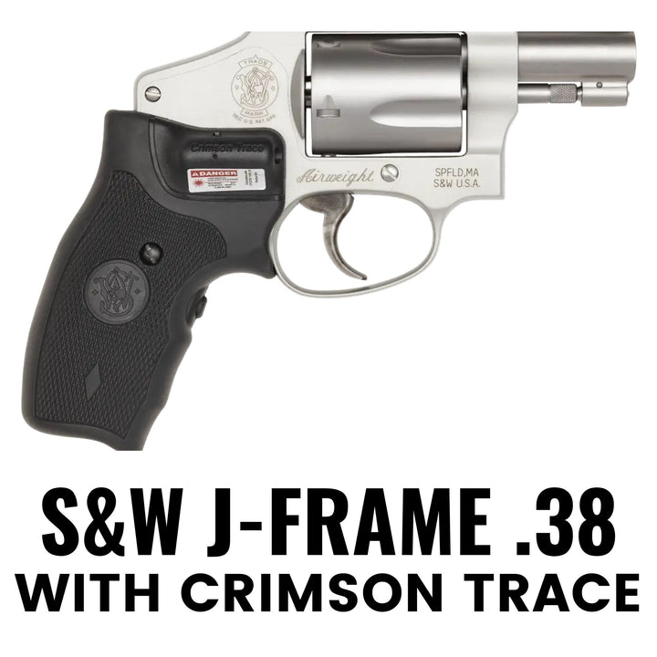 S&W 38 special revolver with crimson trace grips holster