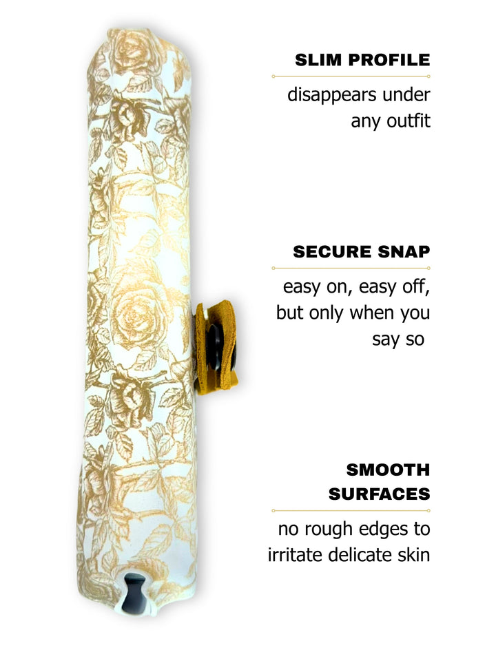 Tea-Stained Roses Flashbang bra holster shown in slim profile for discreet women's concealed carry #flashbang-color_tea-stained-roses