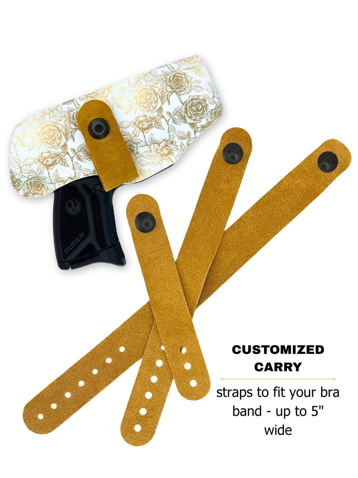 Tea-Stained Roses Flashbang bra holster with three included straps that fit bra bands up to 5 inches wide #flashbang-color_tea-stained-roses