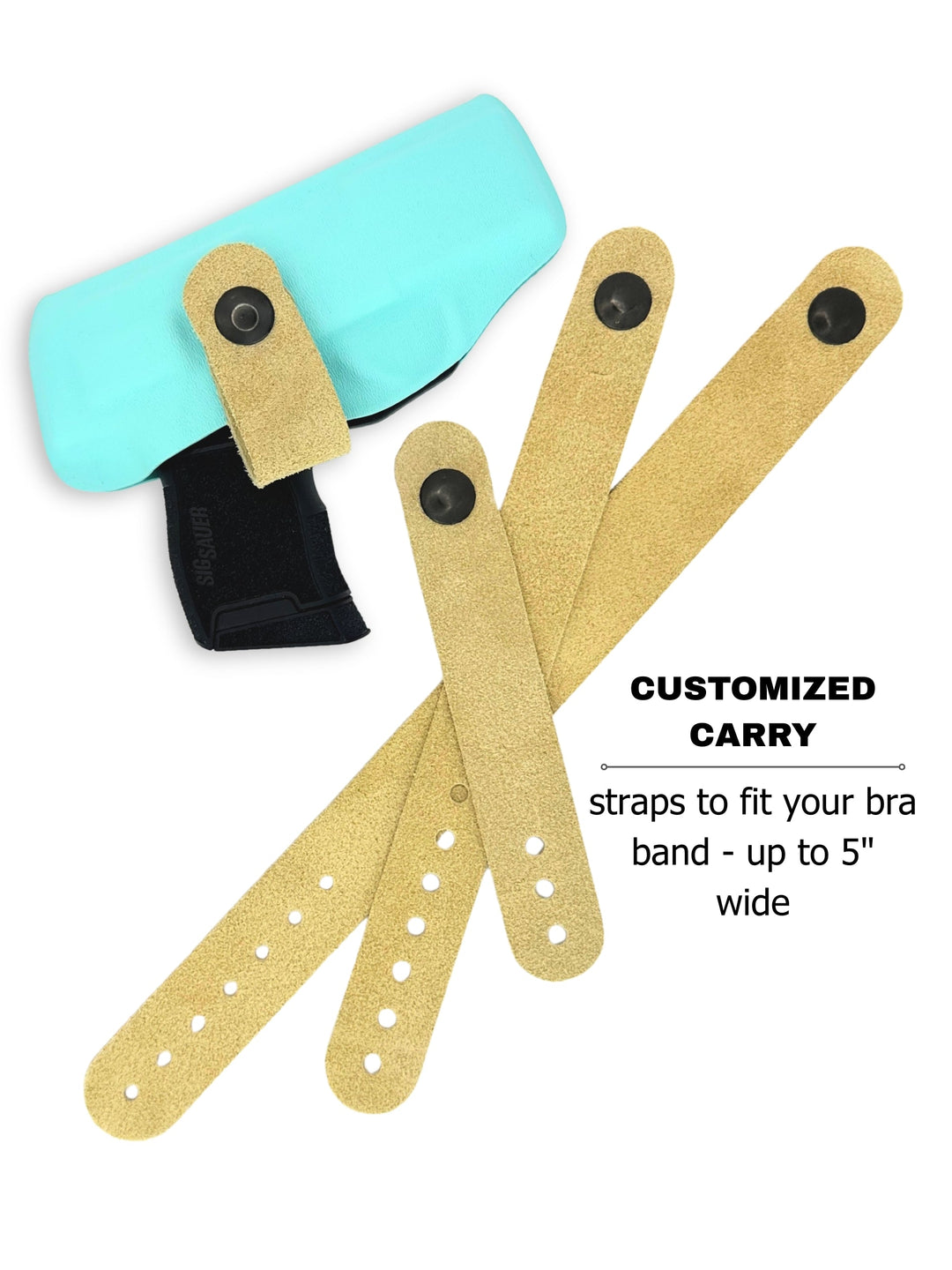 Tiffany Blue Flashbang bra holster with three included straps that fit bra bands up to 5 inches wide #flashbang-color_tiffany-blue