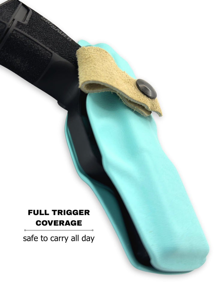 Tiffany Blue Flashbang bra holster with fully covered trigger for safe women's concealed carry #flashbang-color_tiffany-blue