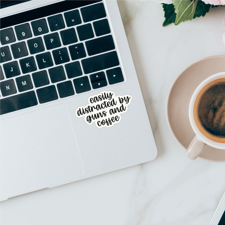 Easily Distracted by Guns and Coffee Sticker - Flashbang Holsters - concealed carry for women