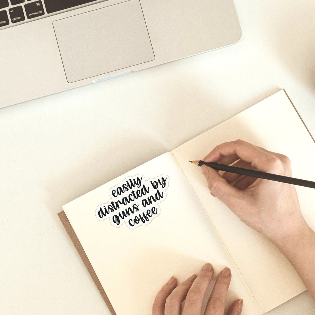 Easily Distracted by Guns and Coffee Sticker - Flashbang Holsters - concealed carry for women